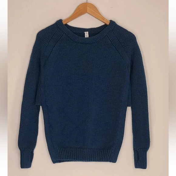 lululemon athletica Sweaters - Lululemon Yin To You Sweater Alberta Lake Blue Side Slits 100% Wool Size 4 Women